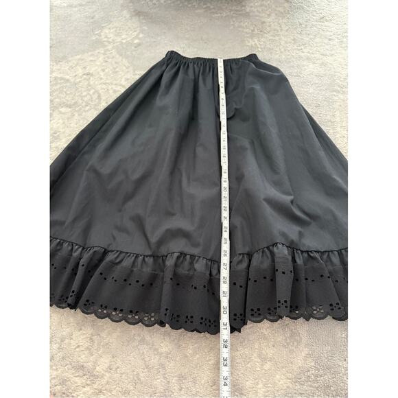 Vintage Pitchfork Brand Black Eyelet Trim Square Dance Skirt WhimsyGoth Gothic M - Picture 4 of 6